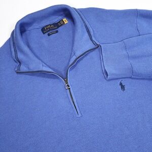 POLO RALPH LAUREN Men's 3XLT Blue Pima Cotton Knit Quarter Zip Pullover Sweater